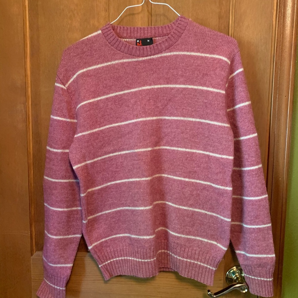 Robert Bruce rose and white striped wool sweater